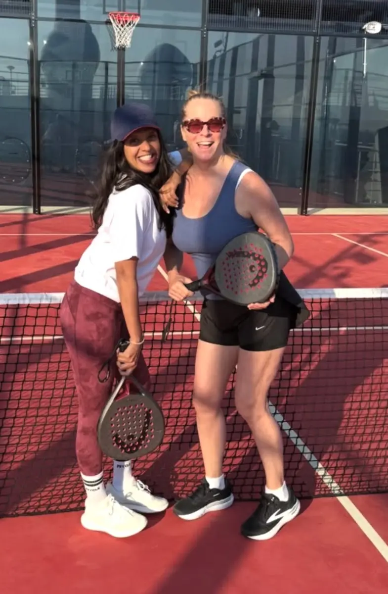 women on padel court on explora III