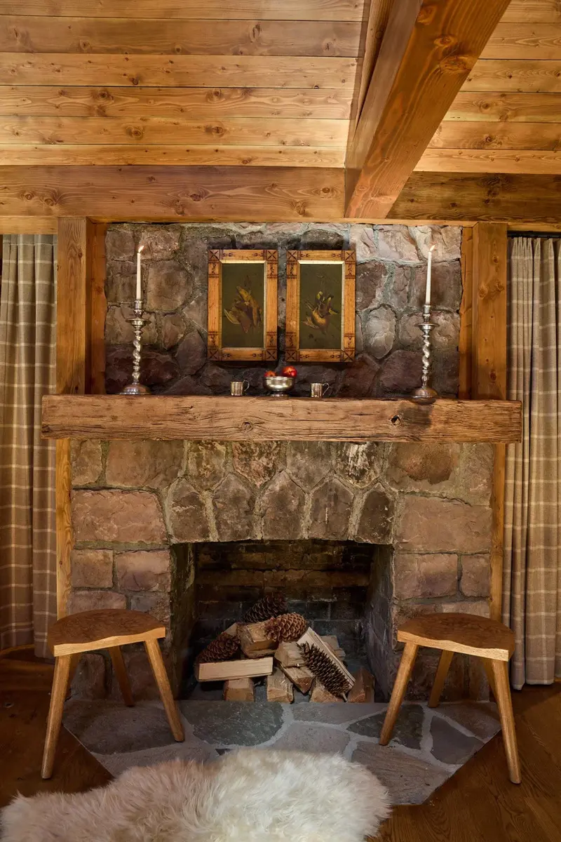 Savoie Lake Tahoe fireplace in dining room