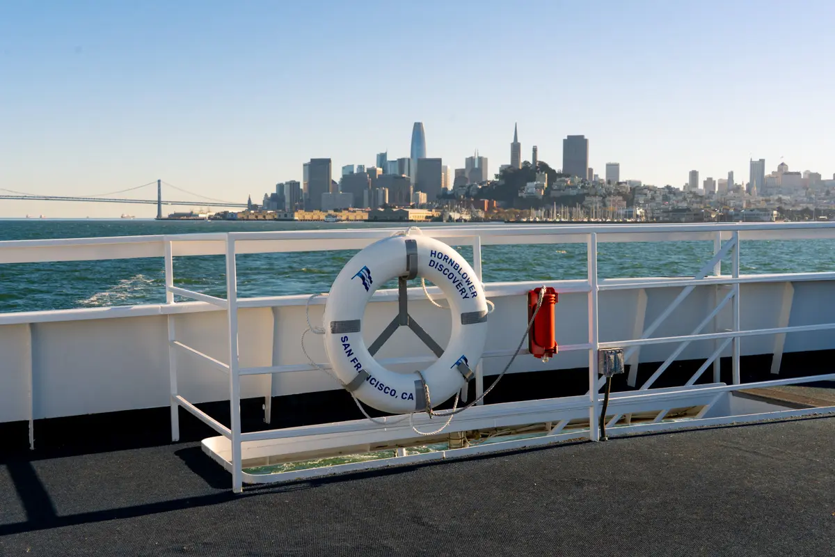 alcatraz city cruises boat view of San Francisco from deck