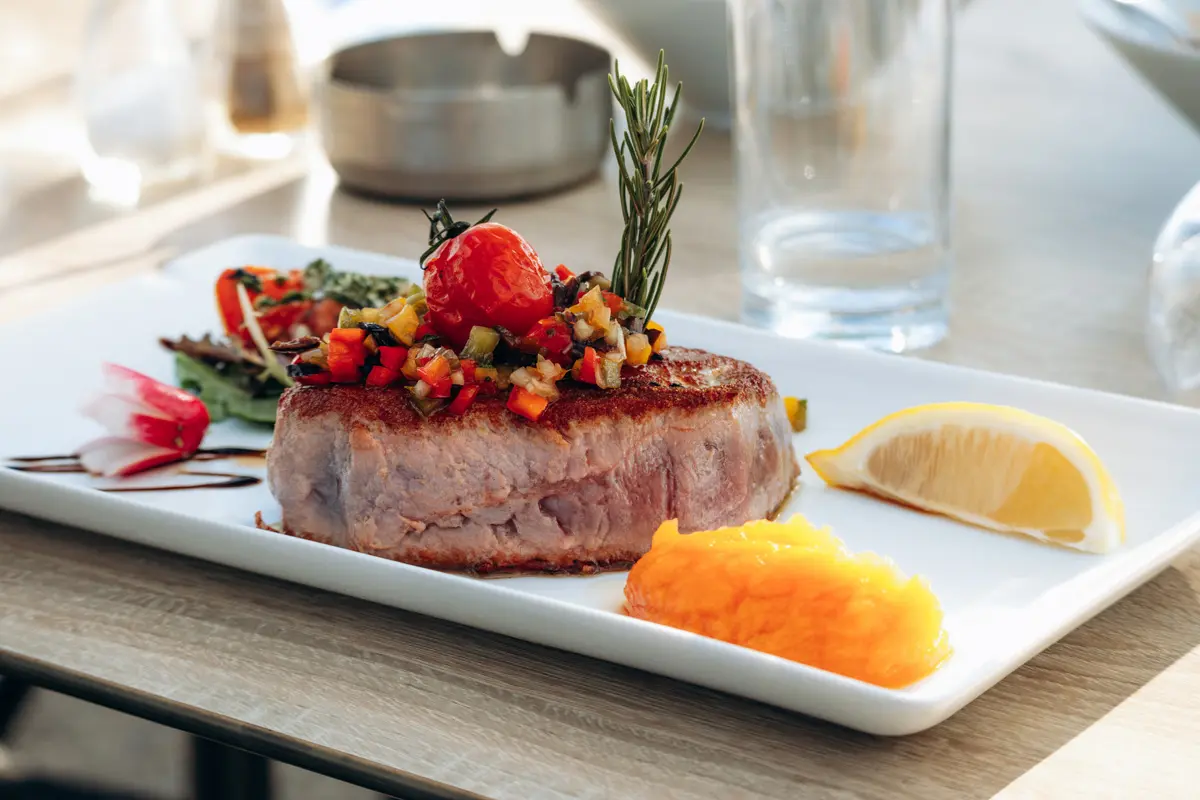 fresh tuna and provencal sauce in saint tropez