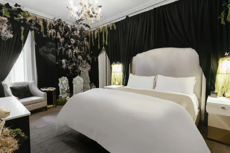 westin st francis san francisco haunted hotel suite bedroom with spooky decor